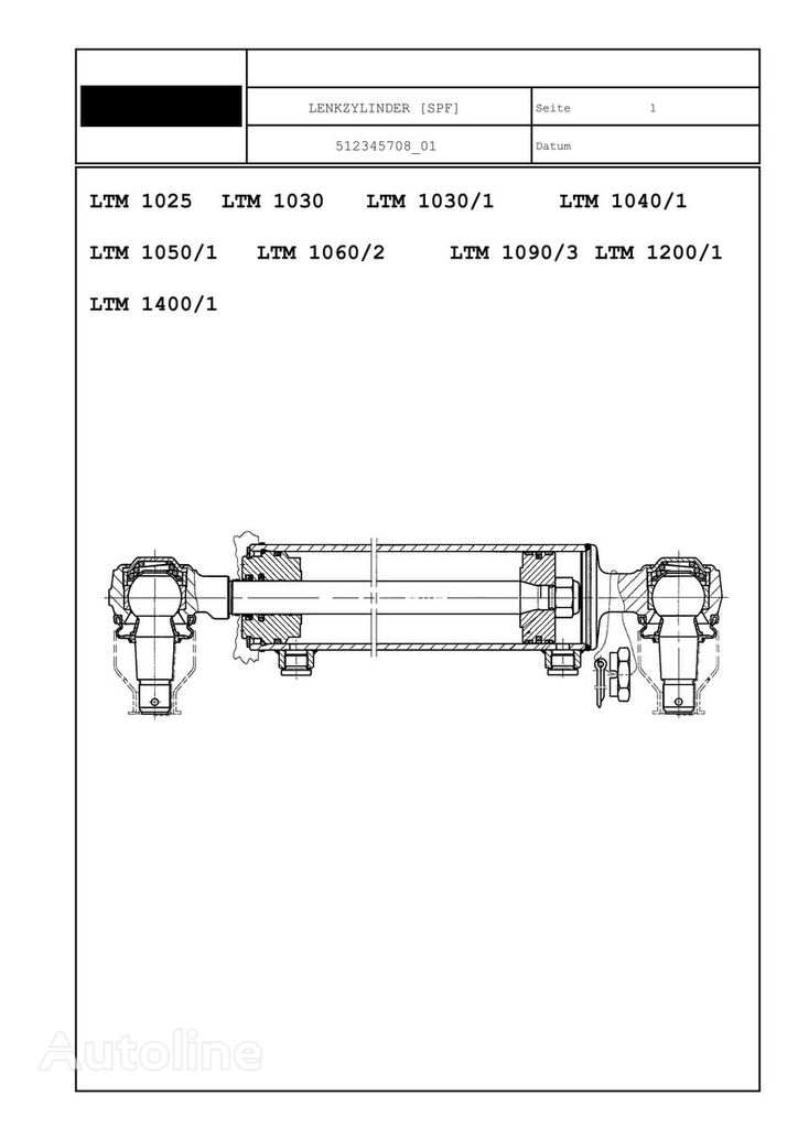 hydraulic cylinder for Liebherr LTM 1025; LTM 1030; LTM 1040/1 ; LTM 1050/1; LTM 1060/2; LTM 120 mobile crane